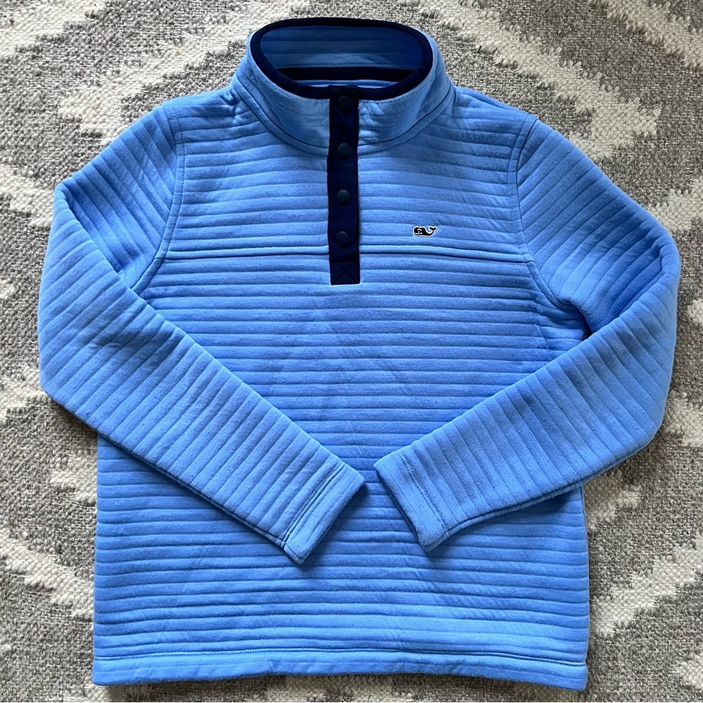 Vineyard Vines Girls Blue Quilted Pullover